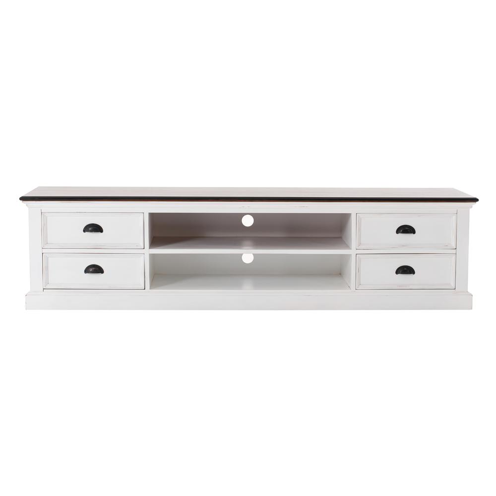 Halifax Accent White Distress & Deep Brown Large ETU with 4 drawers. Picture 1
