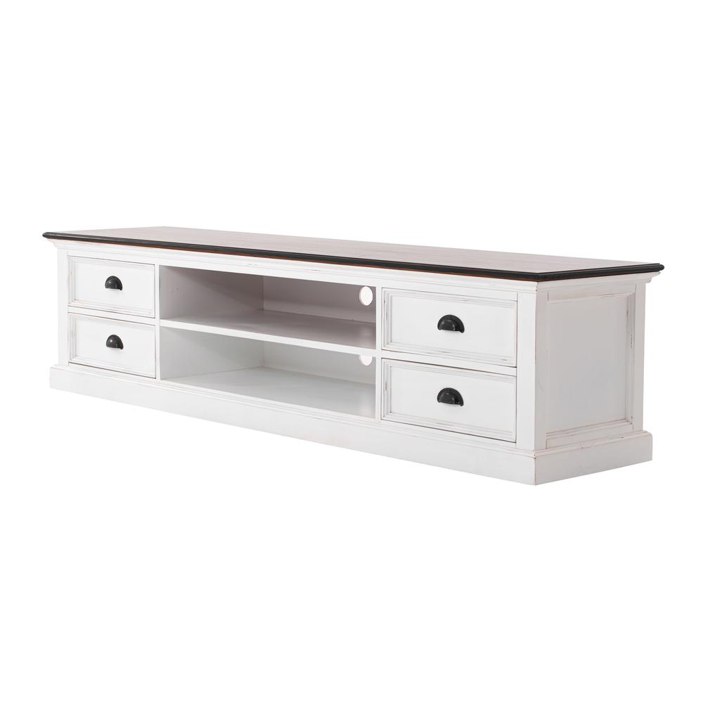 Halifax Accent White Distress & Deep Brown Large ETU with 4 drawers. Picture 2