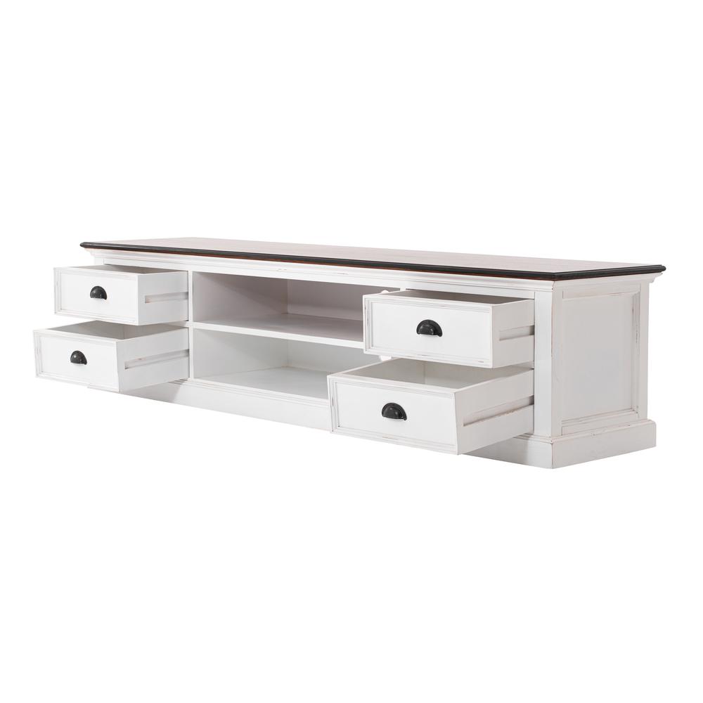 Halifax Accent White Distress & Deep Brown Large ETU with 4 drawers. Picture 3