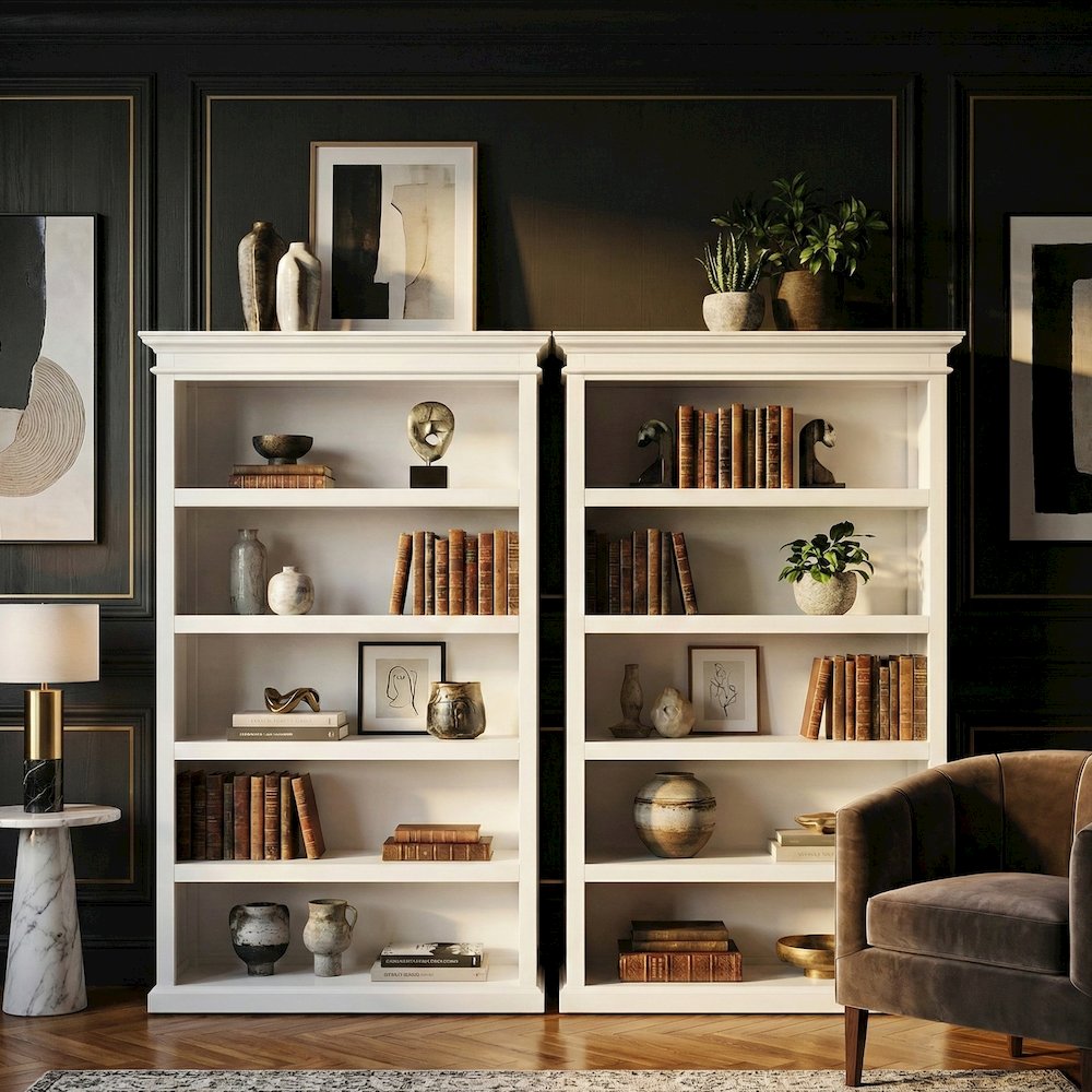 Halifax Classic White Bookcase with 5 Shelves. Picture 1