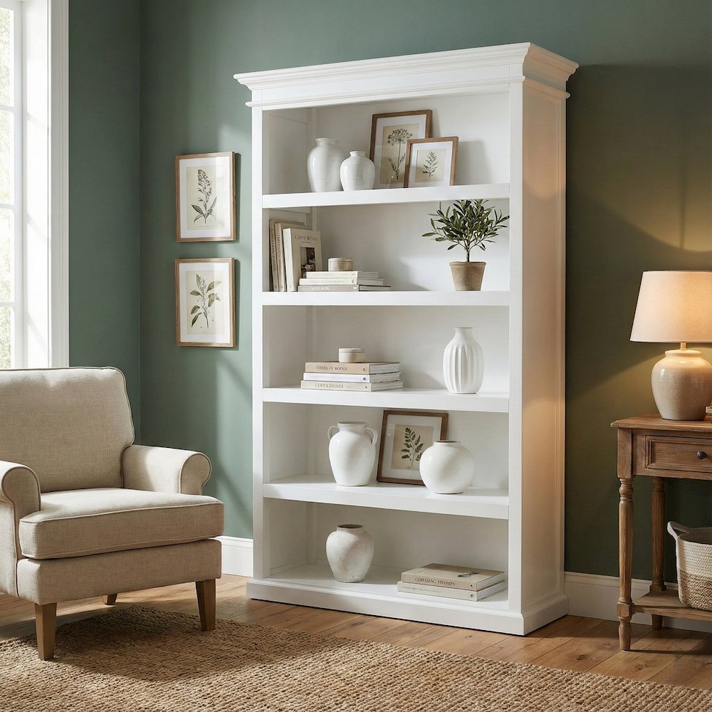 Halifax Classic White Bookcase with 5 Shelves. Picture 2