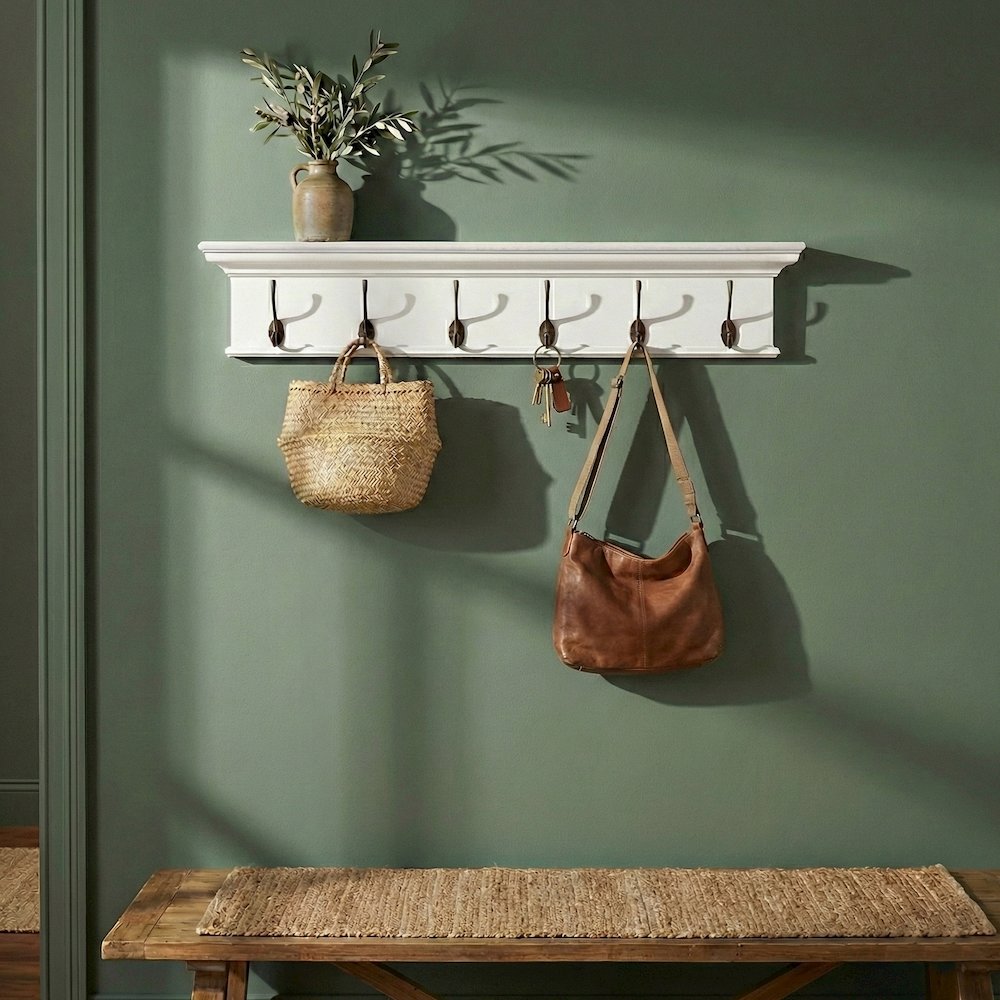 Halifax Classic White 6 Hook Coat Rack. Picture 1