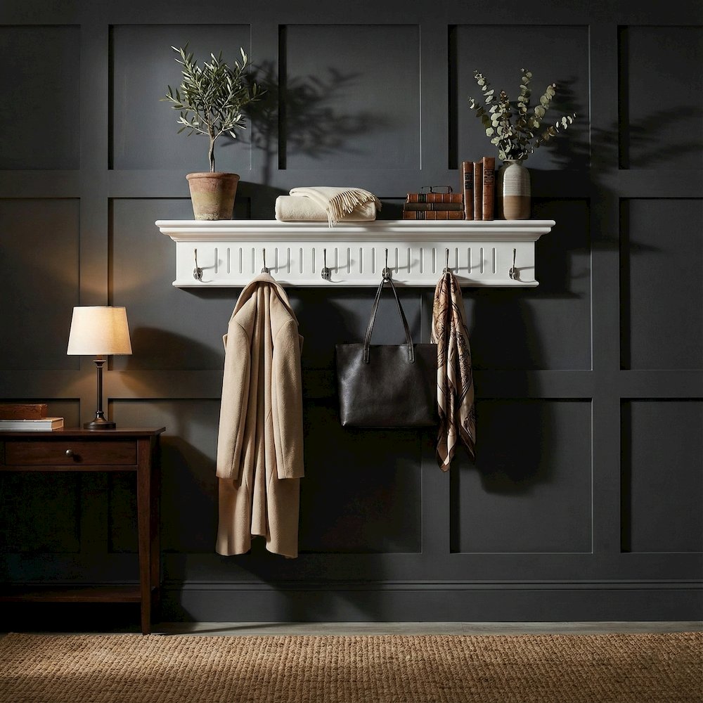 Skansen 6 Hook Coat Rack, Classic White. Picture 2