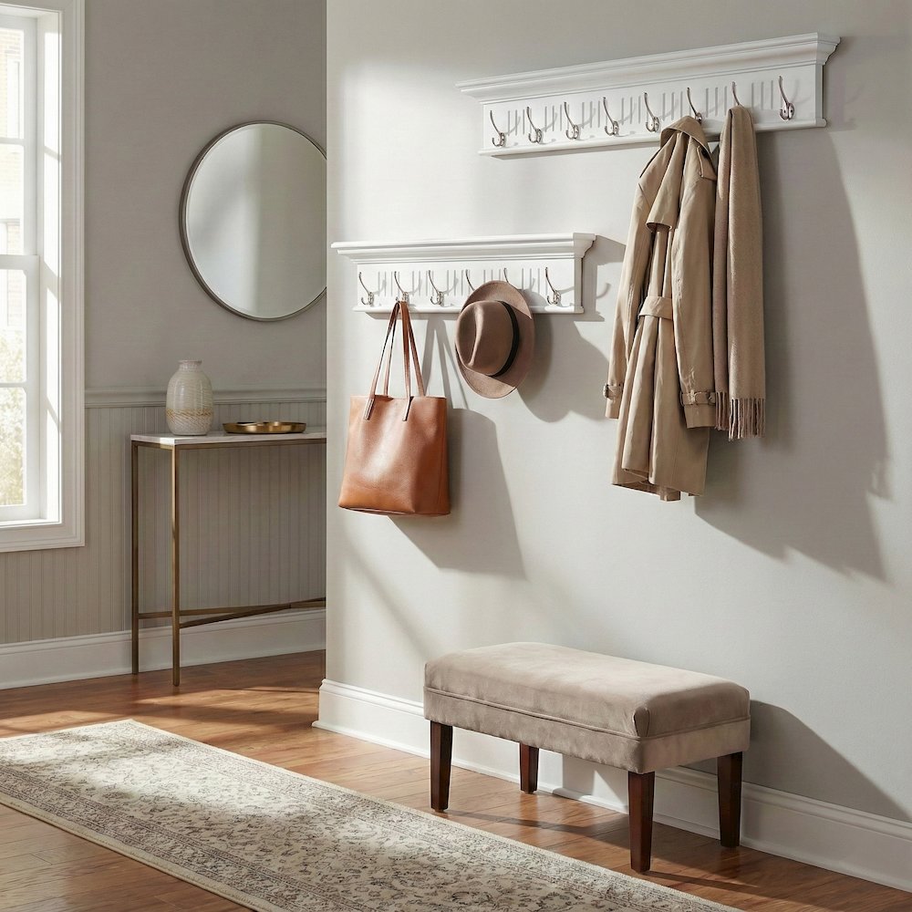 Skansen 6 Hook Coat Rack, Classic White. Picture 1