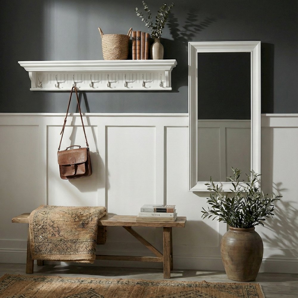 Skansen 8 Hook Coat Rack, Classic White. Picture 2