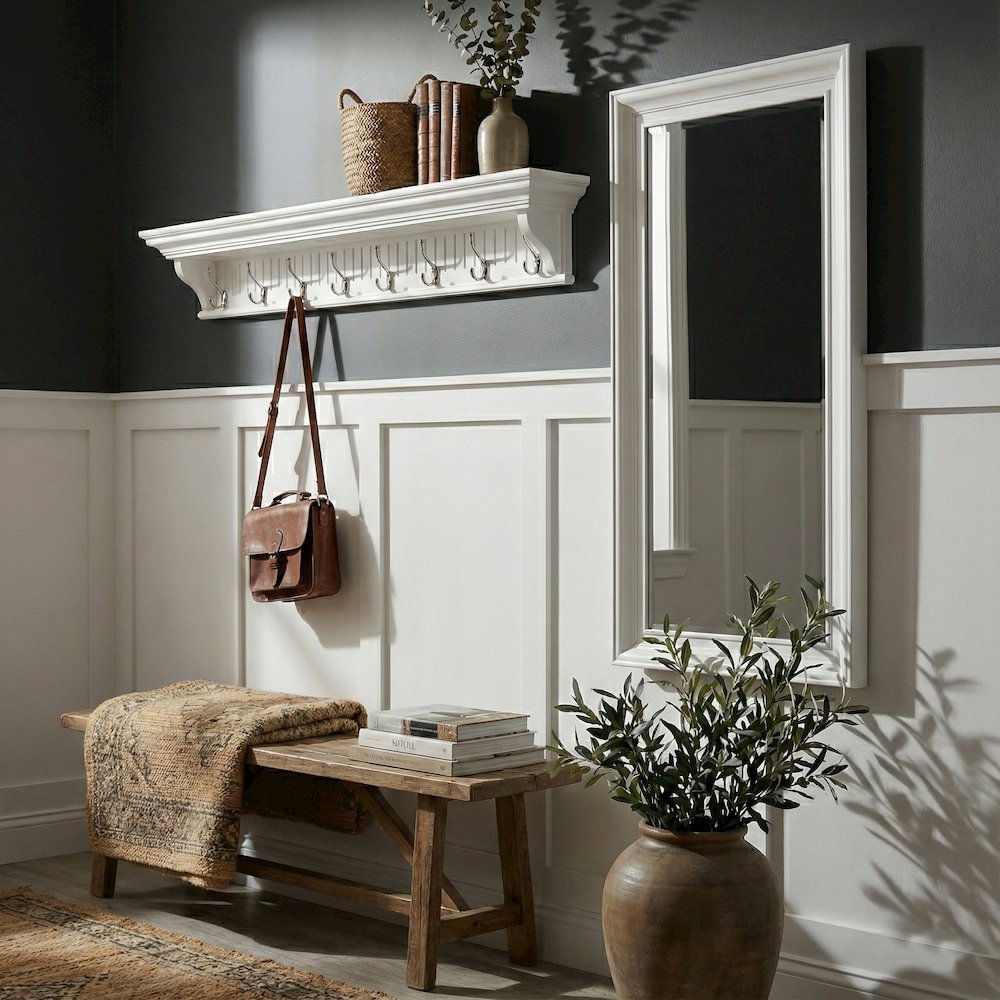 Skansen 8 Hook Coat Rack, Classic White. Picture 3