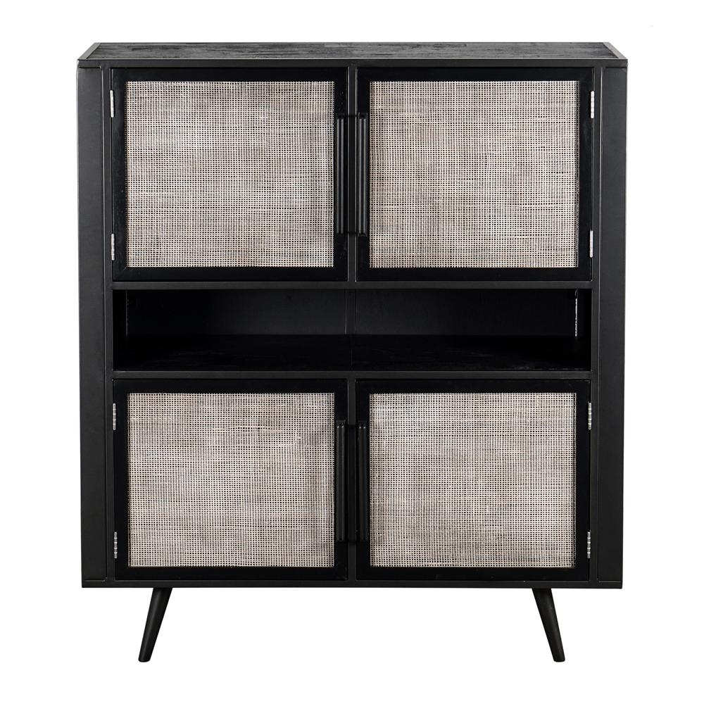Nordic Mindi Rattan Nordic Black Buffet 4 Doors. Picture 1