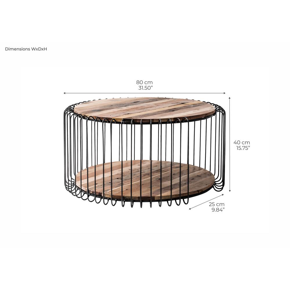 Barca Natural Boat Wood Round Coffee Table 80cm. Picture 1