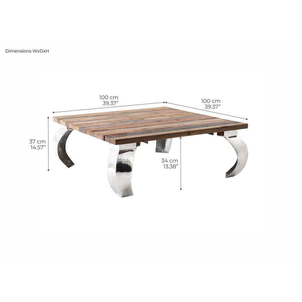 Barca Natural Boat Wood Square Coffee Table. Picture 1