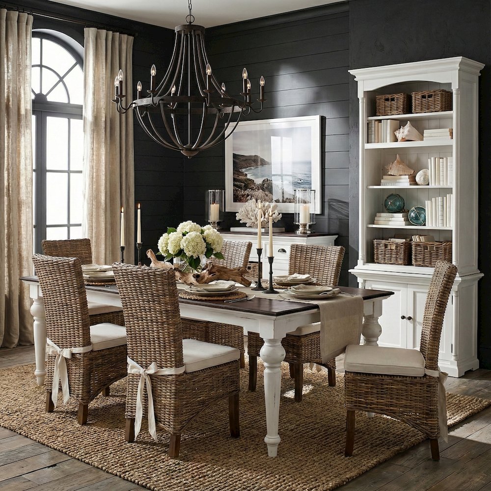 Provence Accent White Distress & Deep Brown Dining Table 240. Picture 2