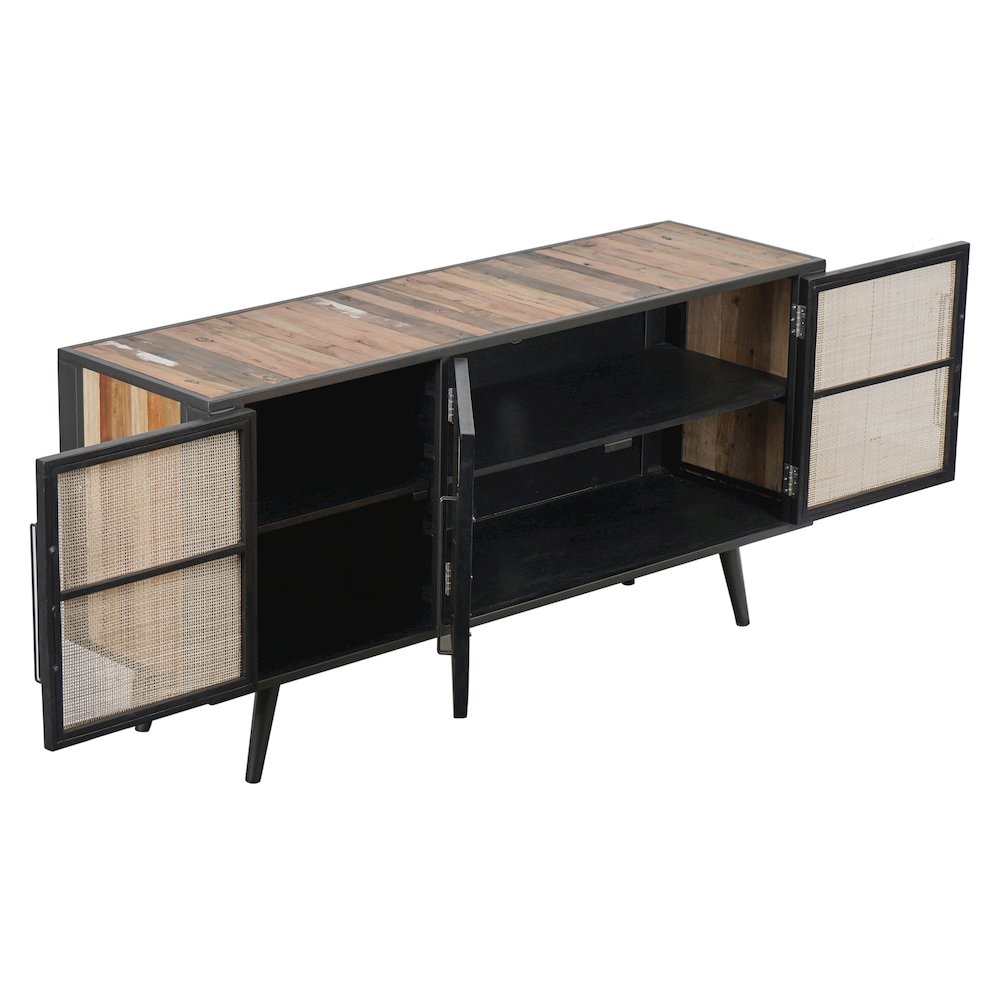 Nordic Rattan TV Dresser 3 Doors, Natural Boat Wood. Picture 3