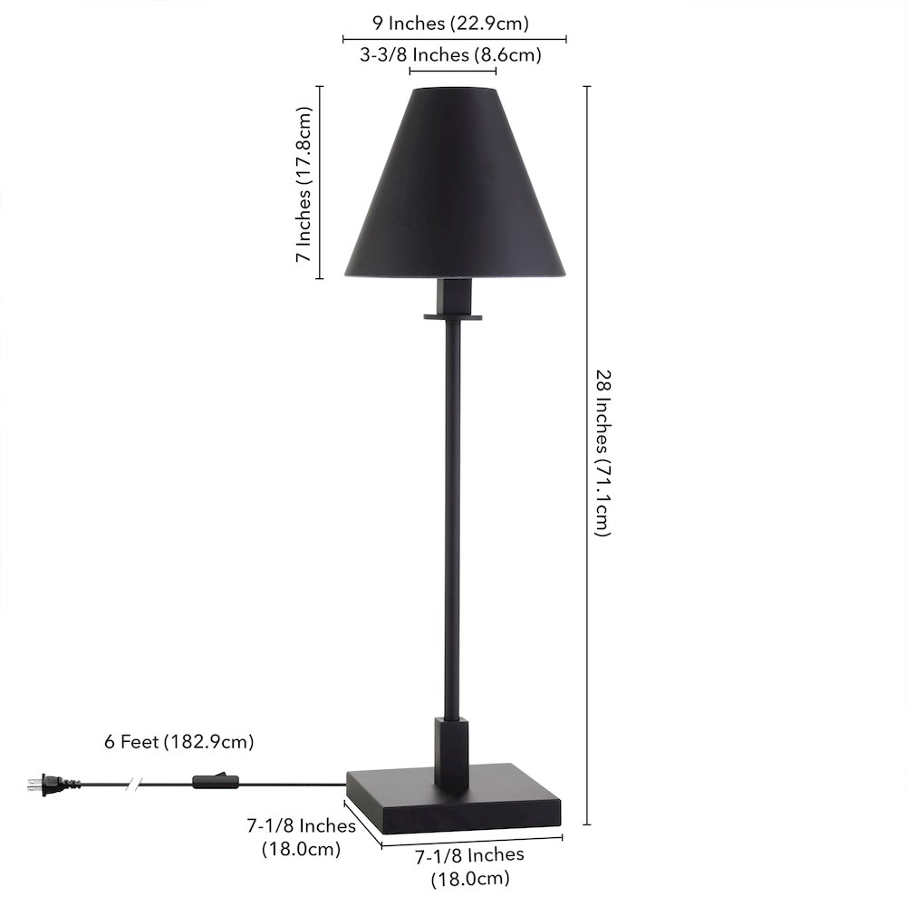 Clement 28" Tall Table Lamp with Metal Shade in Blackened Bronze. Picture 3