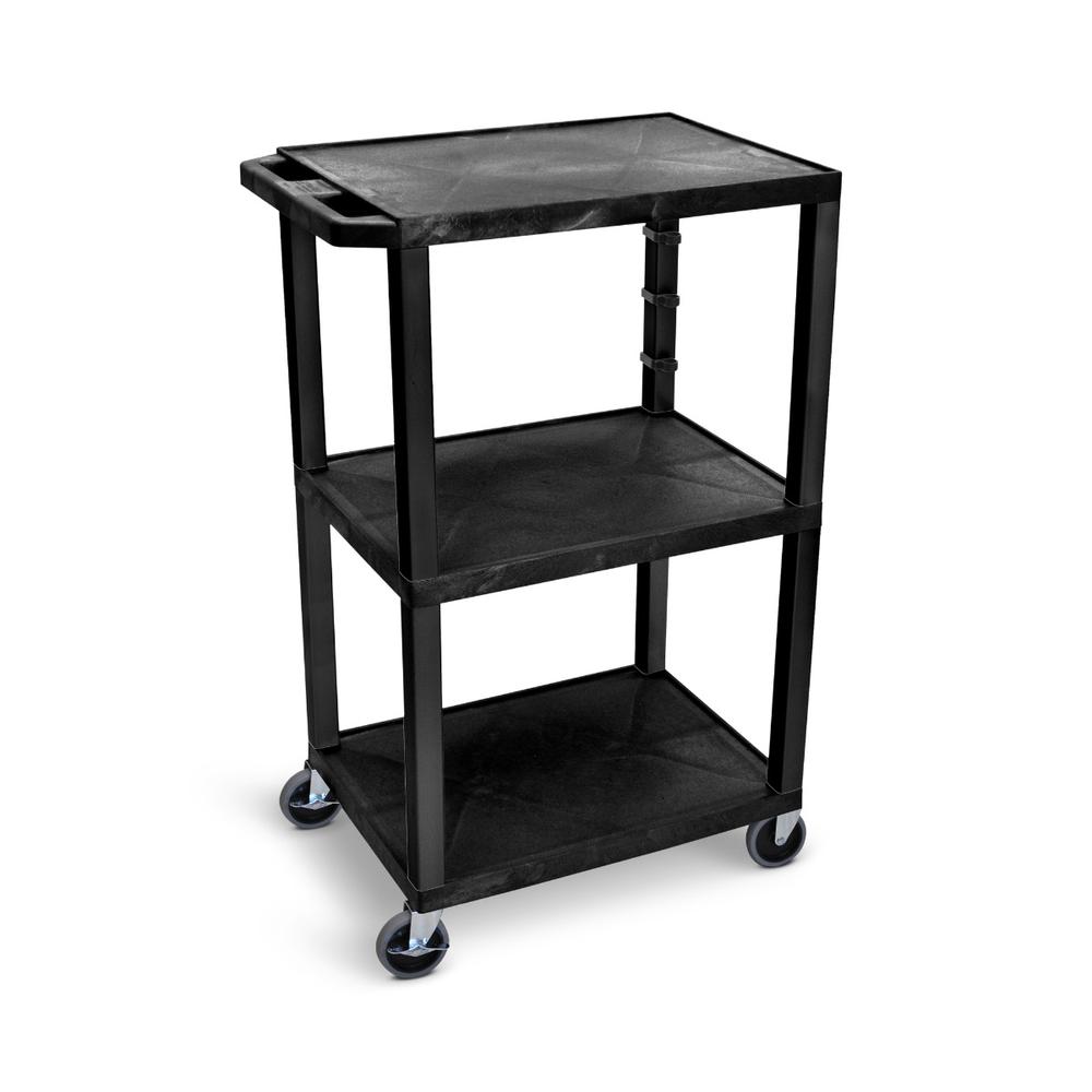 42"H 3-Shelf Utility Cart - Black. Picture 1