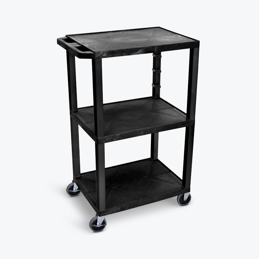 42"H 3-Shelf Utility Cart - Black. Picture 3