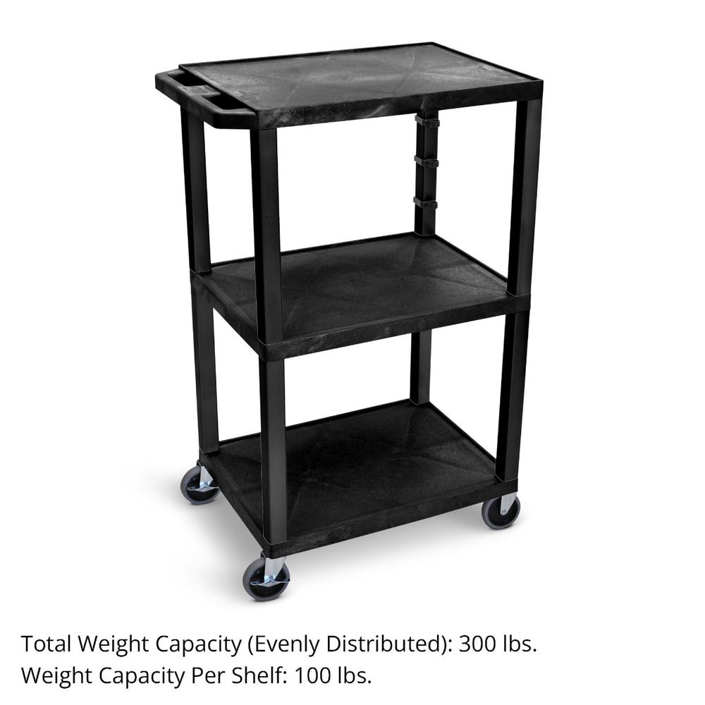 42"H 3-Shelf Utility Cart - Black. Picture 4