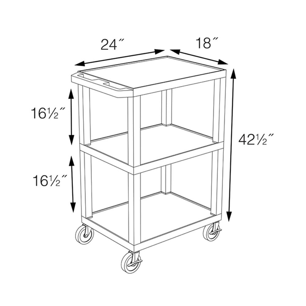 42"H 3-Shelf Utility Cart - Black. Picture 5