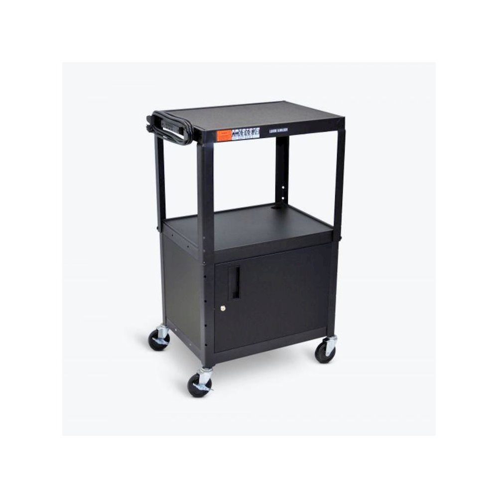 Black 42" Adj Height Cart w/ Cabinet. Picture 1