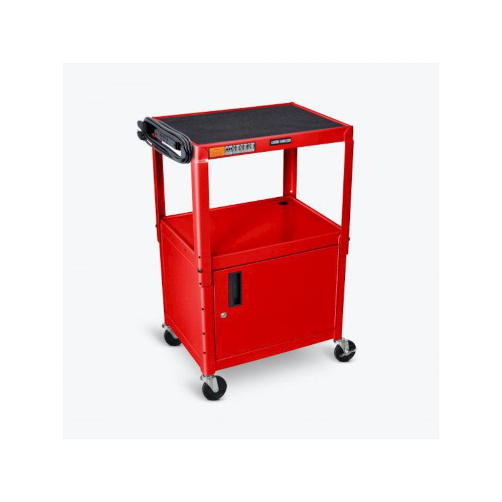 Red 42" Adj Height Cart w/ Cabinet. Picture 1