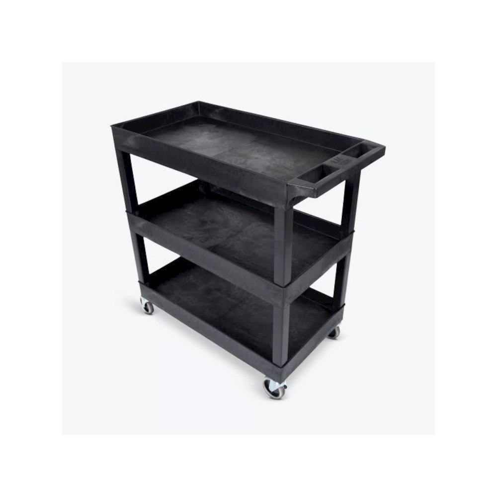 High Capacity 3 Tub Shelves Cart in Black. Picture 2