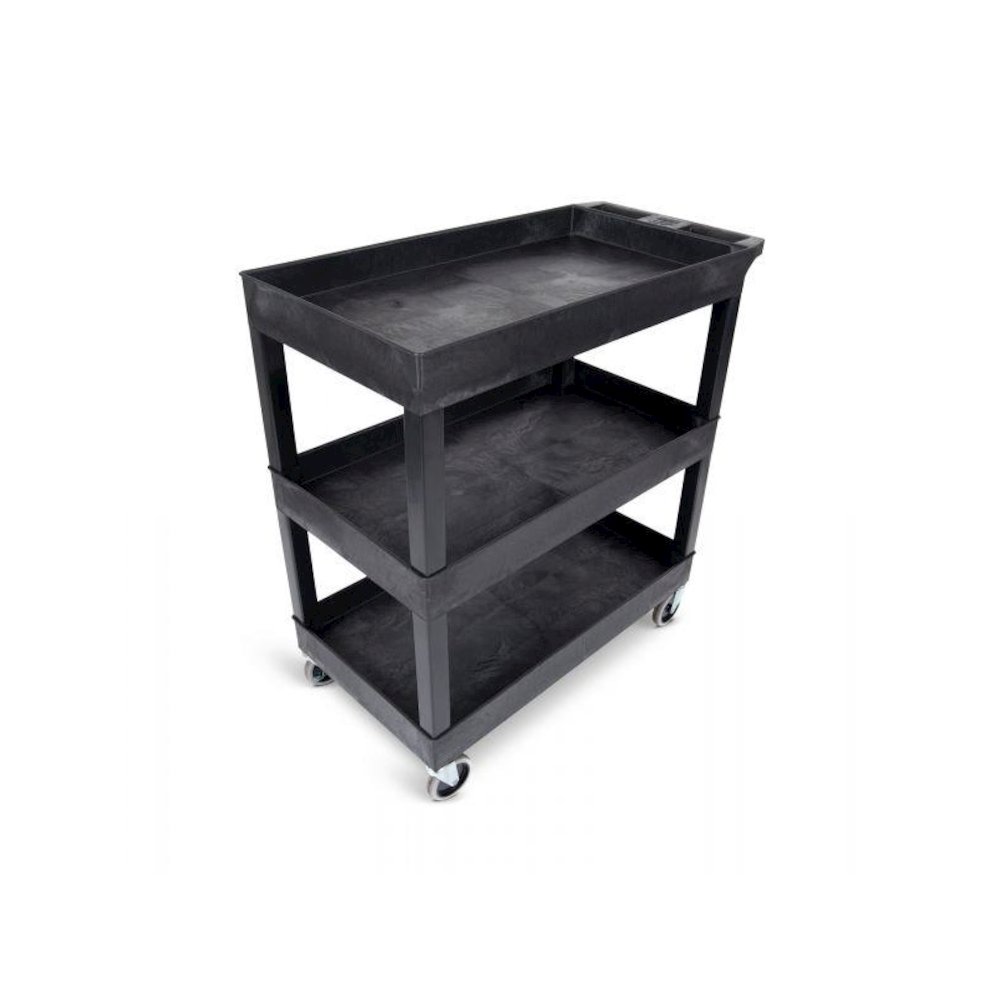 High Capacity 3 Tub Shelves Cart in Black. Picture 4