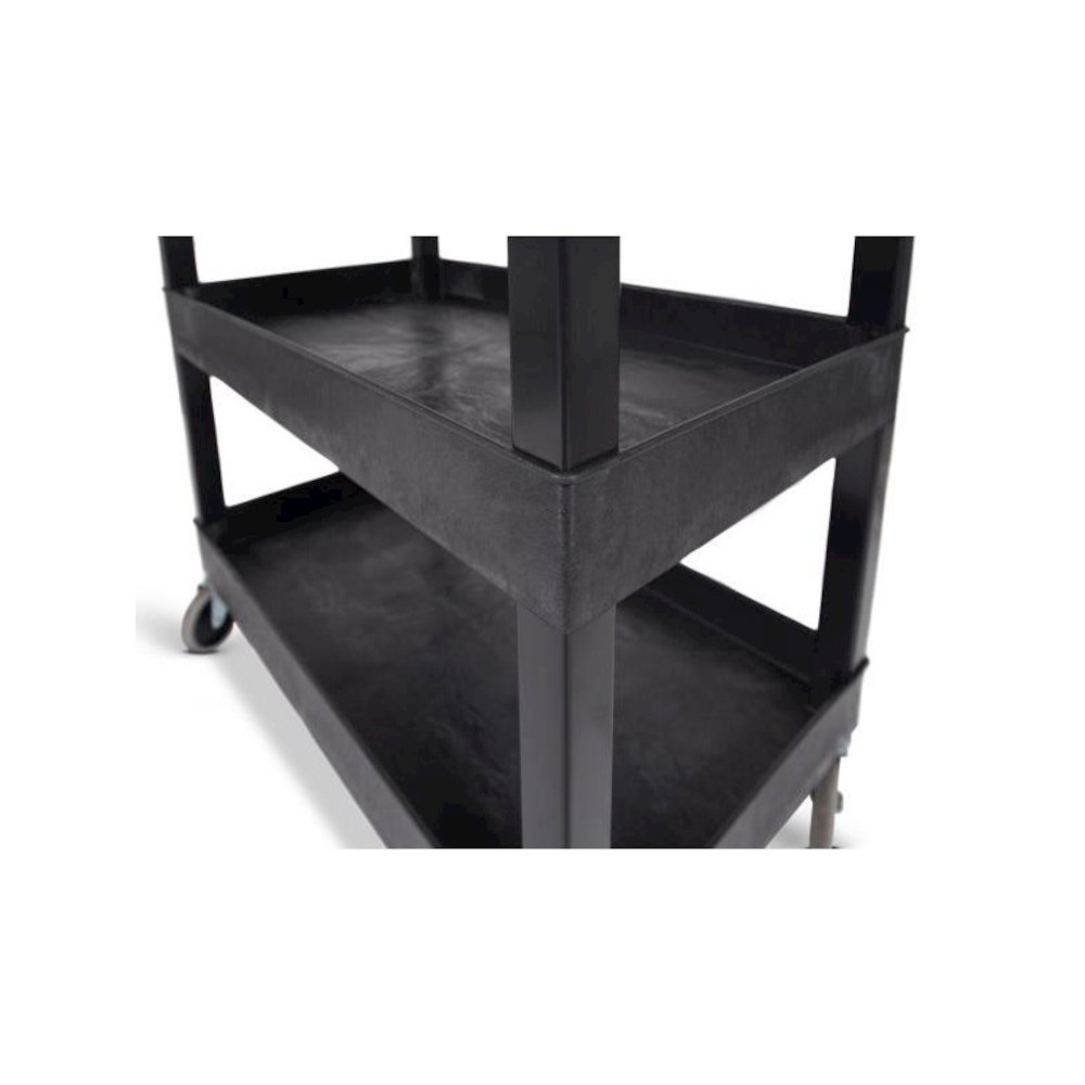 High Capacity 3 Tub Shelves Cart in Black. Picture 6