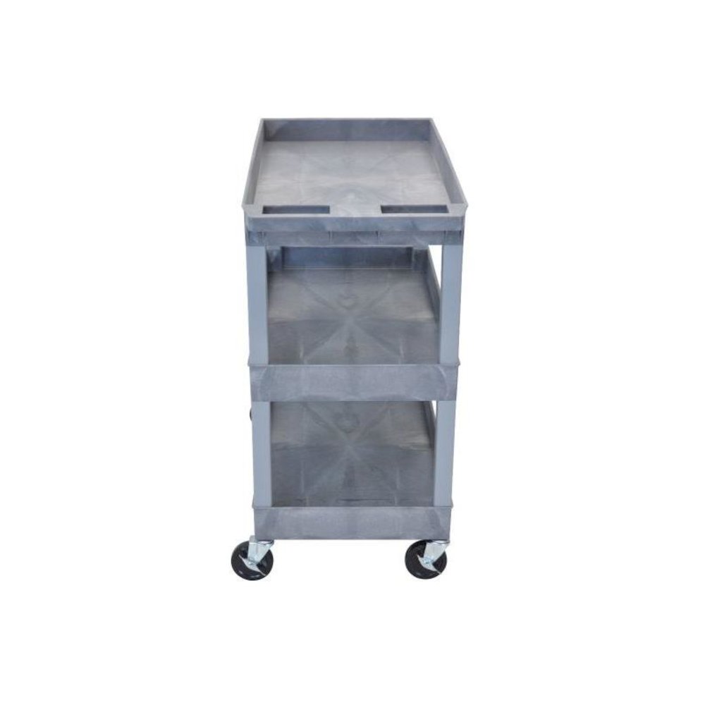 High Capacity 3 Tub Shelves Cart in Gray. Picture 2