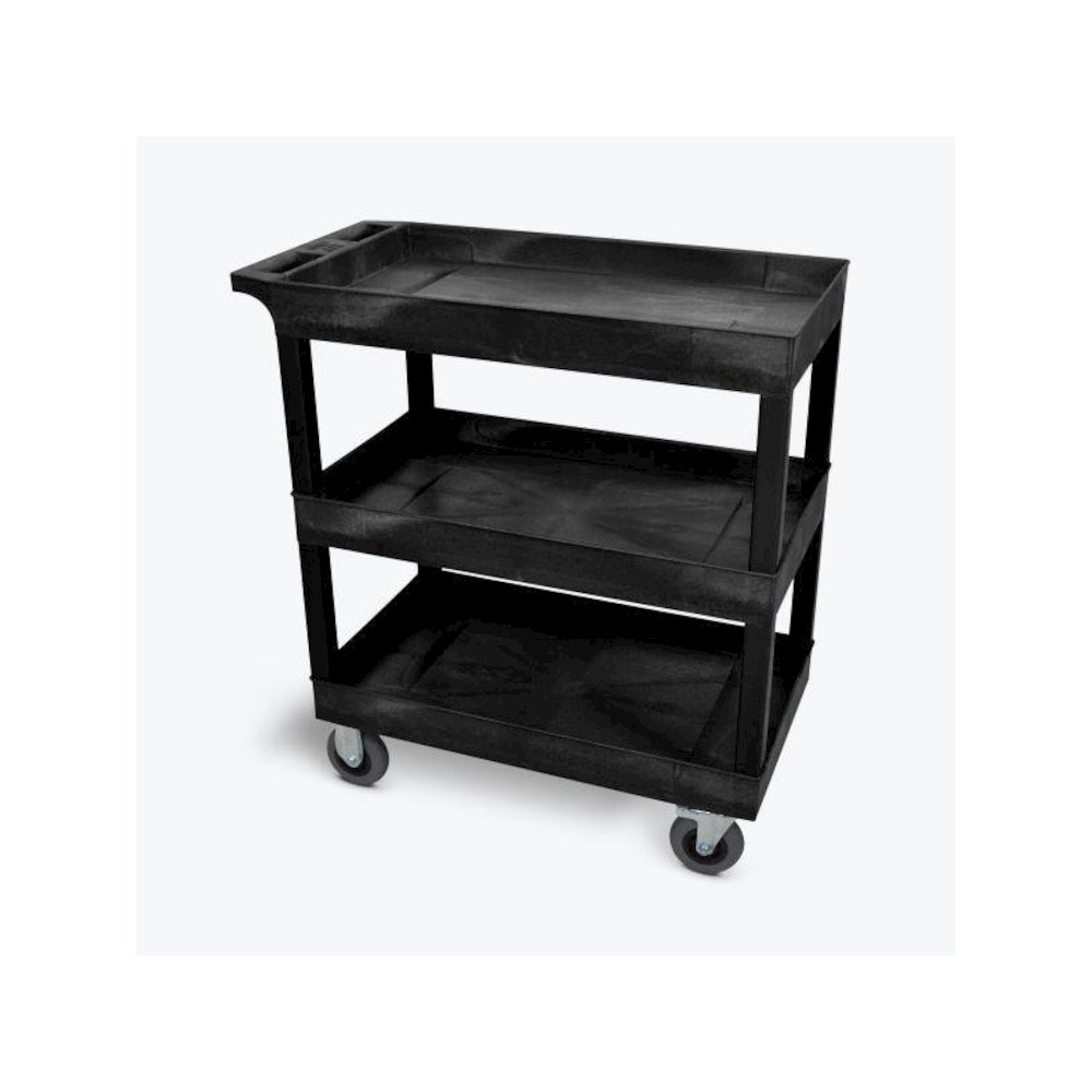 Black 18x32 3 Tub Cart W/ SP5 Casters. Picture 1