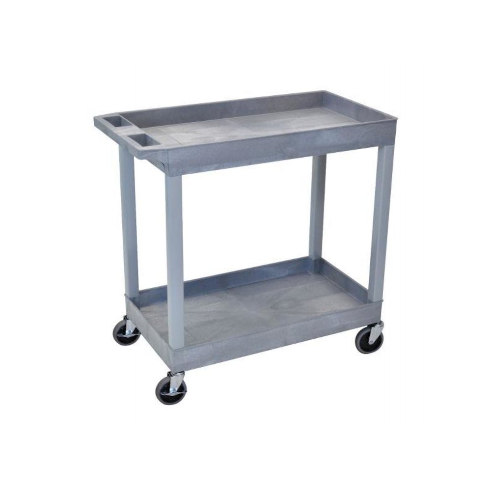 High Capacity 2 Tub Shelves Cart in Gray. Picture 1