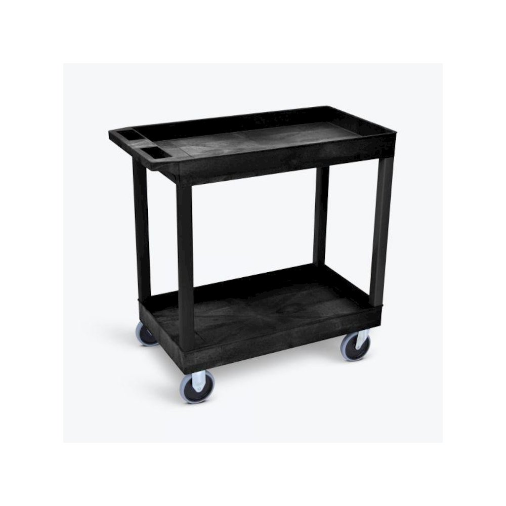 High Capacity 2 Tub Shelves Cart in Black. Picture 1