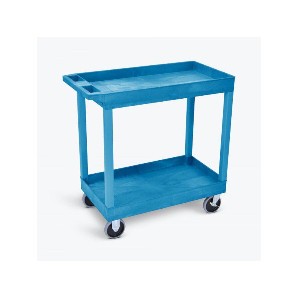 High Capacity 2 Tub Shelves Cart in Blue. Picture 1