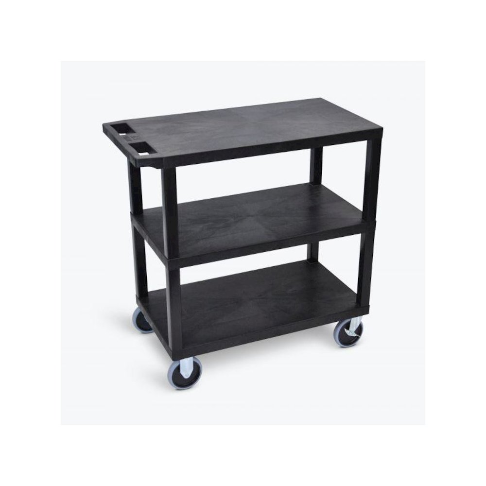 Black EC222HD-B 18x32 Cart with 3 Flat Shelves. Picture 1