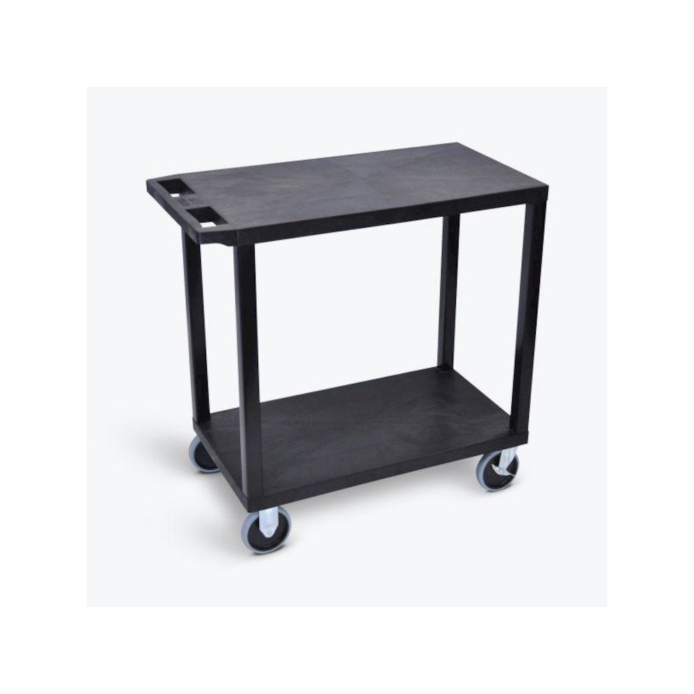 Black EC22HD-B 18x32 Cart with 2 Flat Shelves. Picture 1