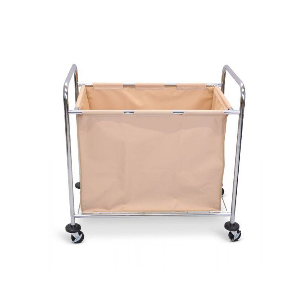 Laundry Cart W/ Steel Frame & Tan Canvas Bag. Picture 2
