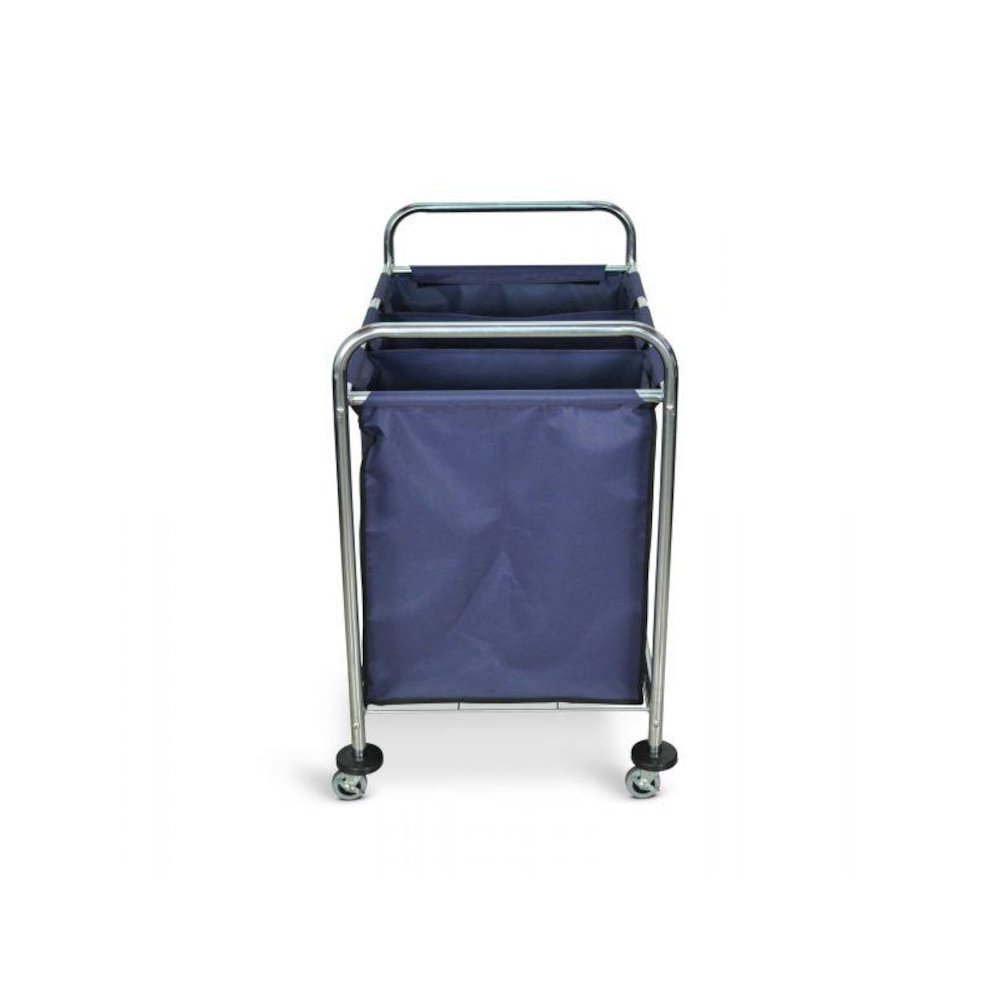 Industrial Laundry Cart W/ Steel Frame & Navy Canvas Bag W/ Dividers. Picture 3