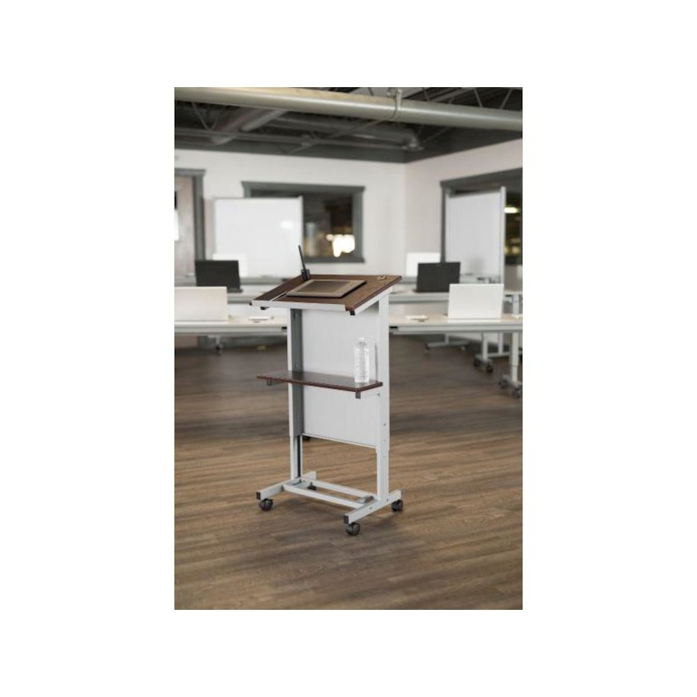 LX-ADJ-DW Adjustable Height Lectern Podium Mobile Presentation Station.. Picture 2