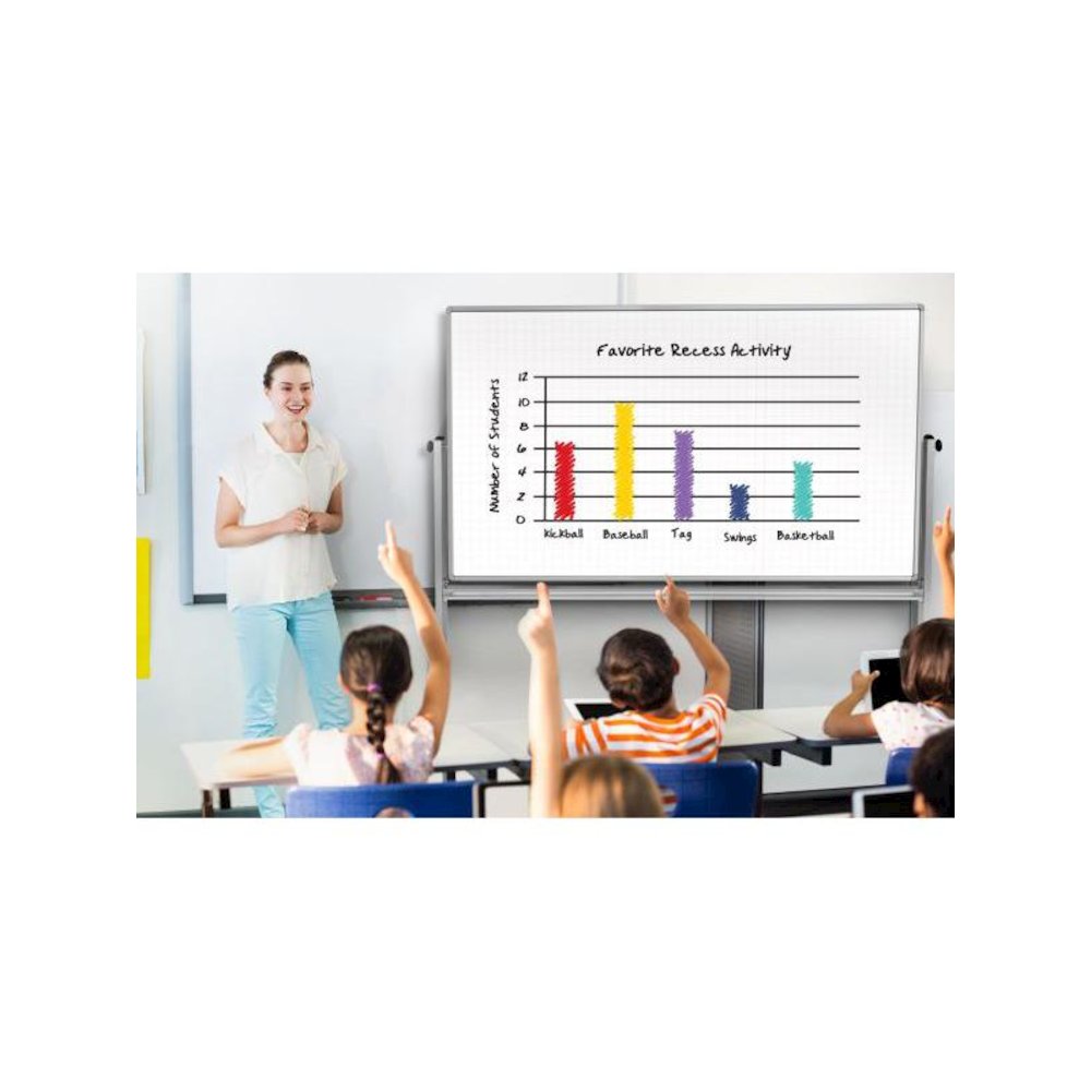 72” x 40” Mobile Magnetic Double-Sided Ghost Grid Whiteboard. Picture 2