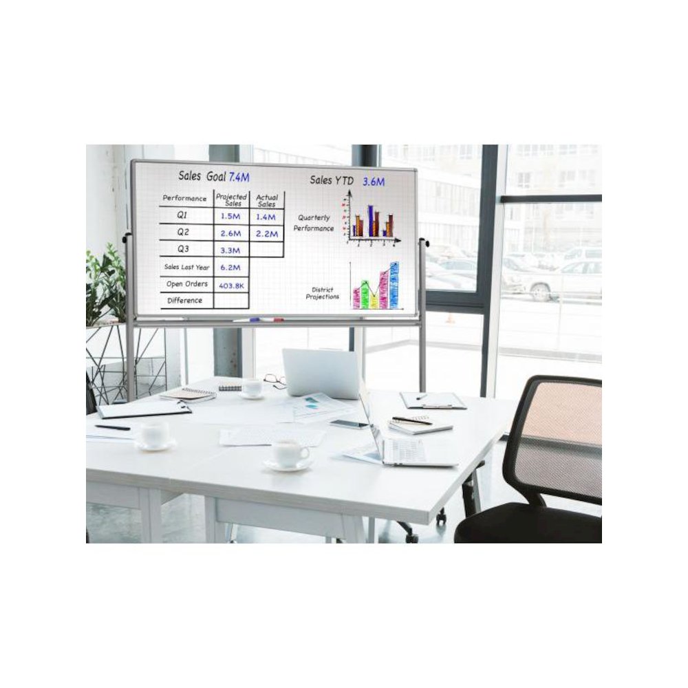 72” x 40” Mobile Magnetic Double-Sided Ghost Grid Whiteboard. Picture 3