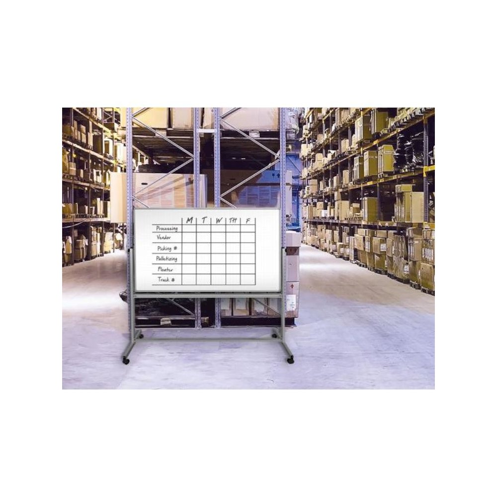 72” x 40” Mobile Magnetic Double-Sided Ghost Grid Whiteboard. Picture 4