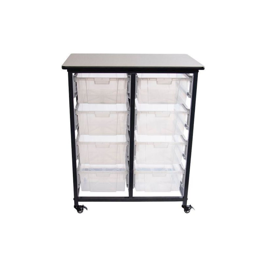 MOBILE BIN STORAGE UNIT – DOUBLE ROW WITH LARGE CLEAR BINS. Picture 2