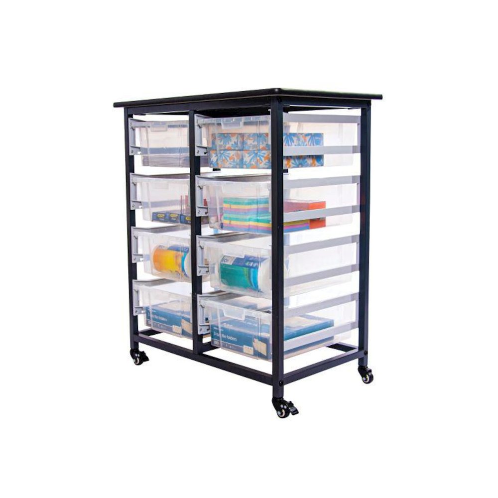MOBILE BIN STORAGE UNIT – DOUBLE ROW WITH LARGE CLEAR BINS. Picture 4