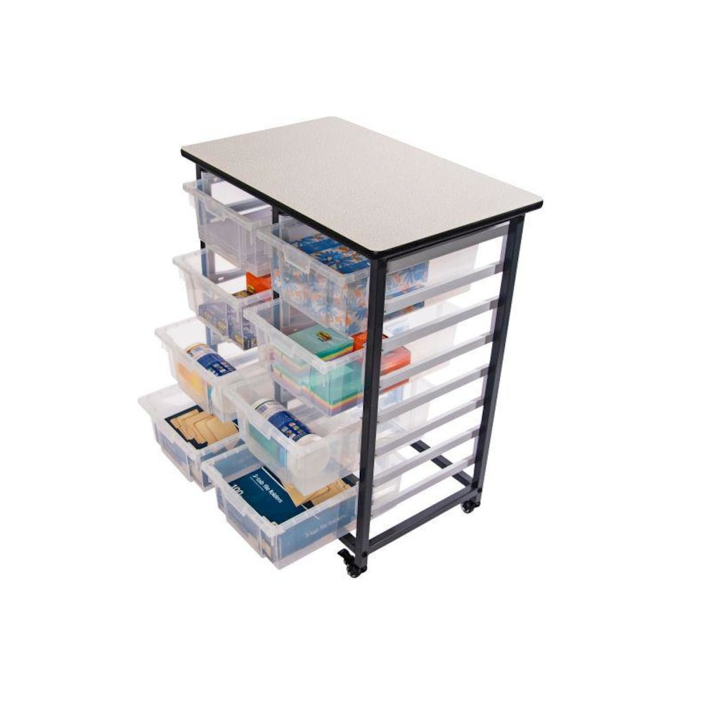 MOBILE BIN STORAGE UNIT – DOUBLE ROW WITH LARGE CLEAR BINS. Picture 3