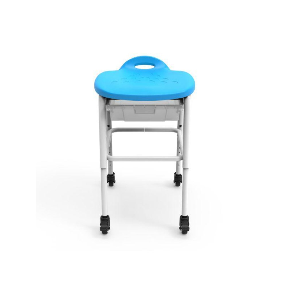 Adjustable-Height Stackable Classroom Stool with Wheels and Storage. Picture 3