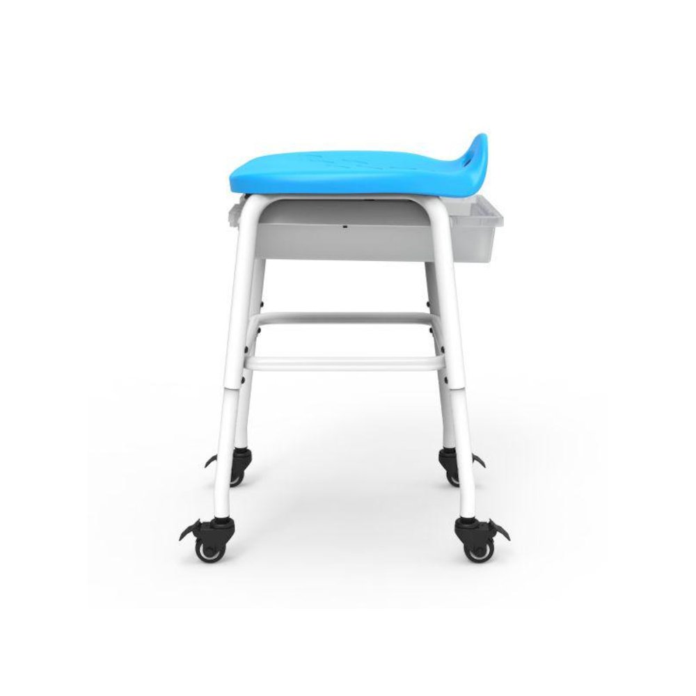 Adjustable-Height Stackable Classroom Stool with Wheels and Storage. Picture 2