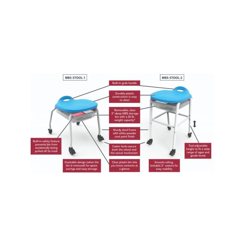 Stackable Classroom Stool with Wheels and Storage. Picture 5