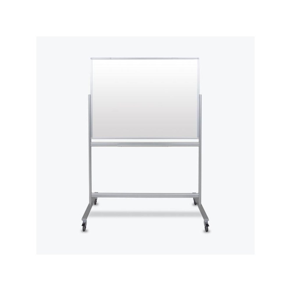 48"W x 36"H Double-Sided Mobile Magnetic Glass Marker Board. Picture 1