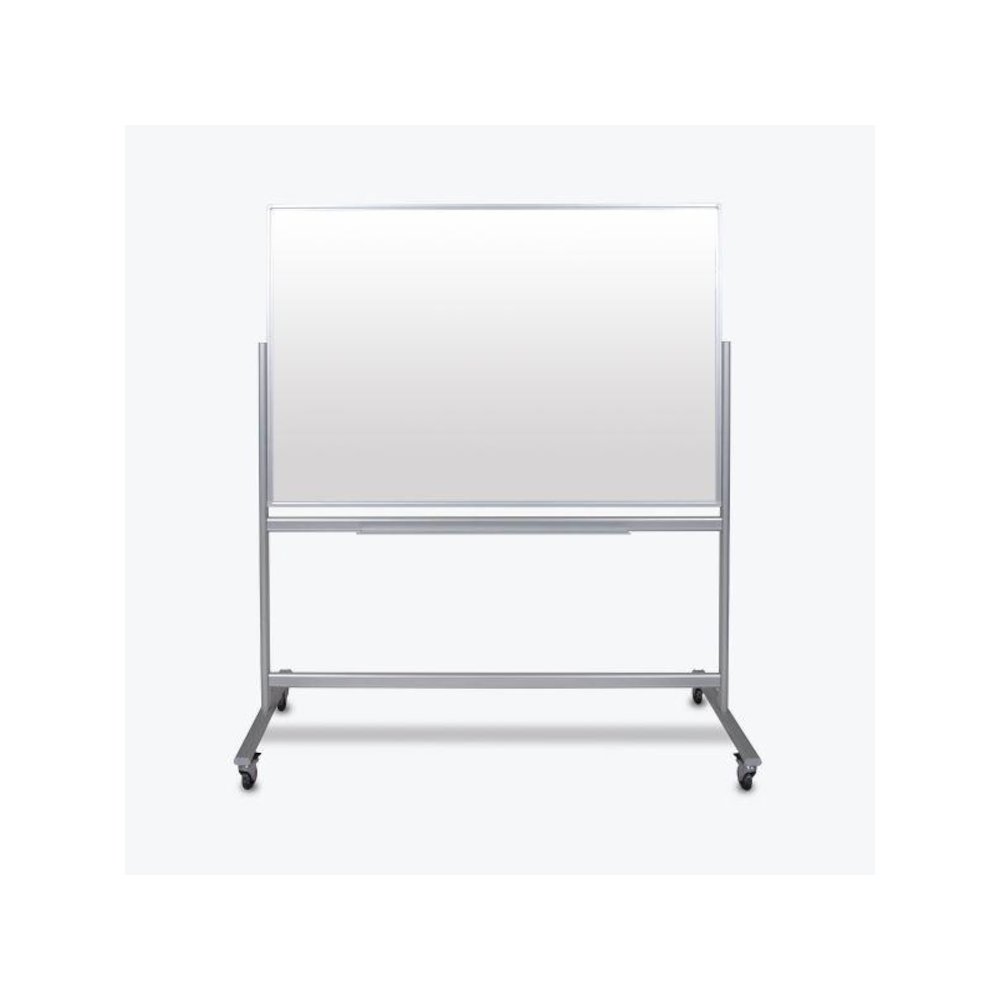60"W x 40"H Double-Sided Mobile Magnetic Glass Marker Board. Picture 1