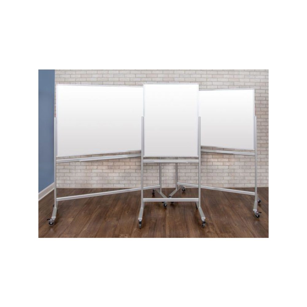 48"W x 36"H Double-Sided Mobile Magnetic Glass Marker Board. Picture 5