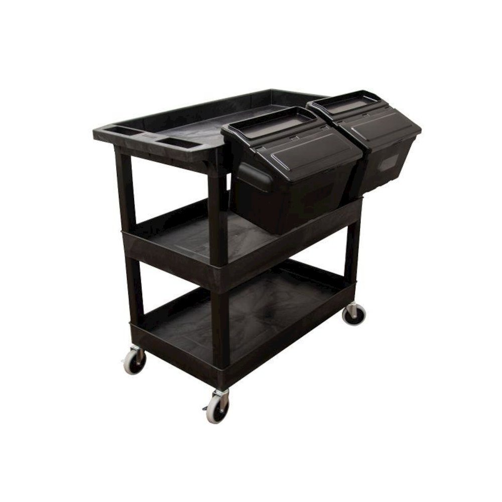 32" X 18" TUB CART - THREE SHELVES WITH OUTRIGGER UTILITY CART BINS. Picture 5
