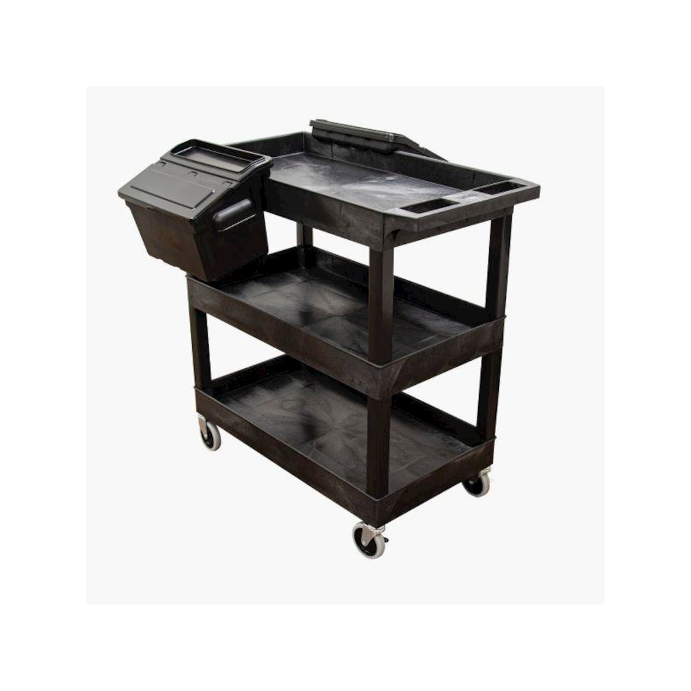 32" X 18" TUB CART - THREE SHELVES WITH OUTRIGGER UTILITY CART BINS. Picture 1