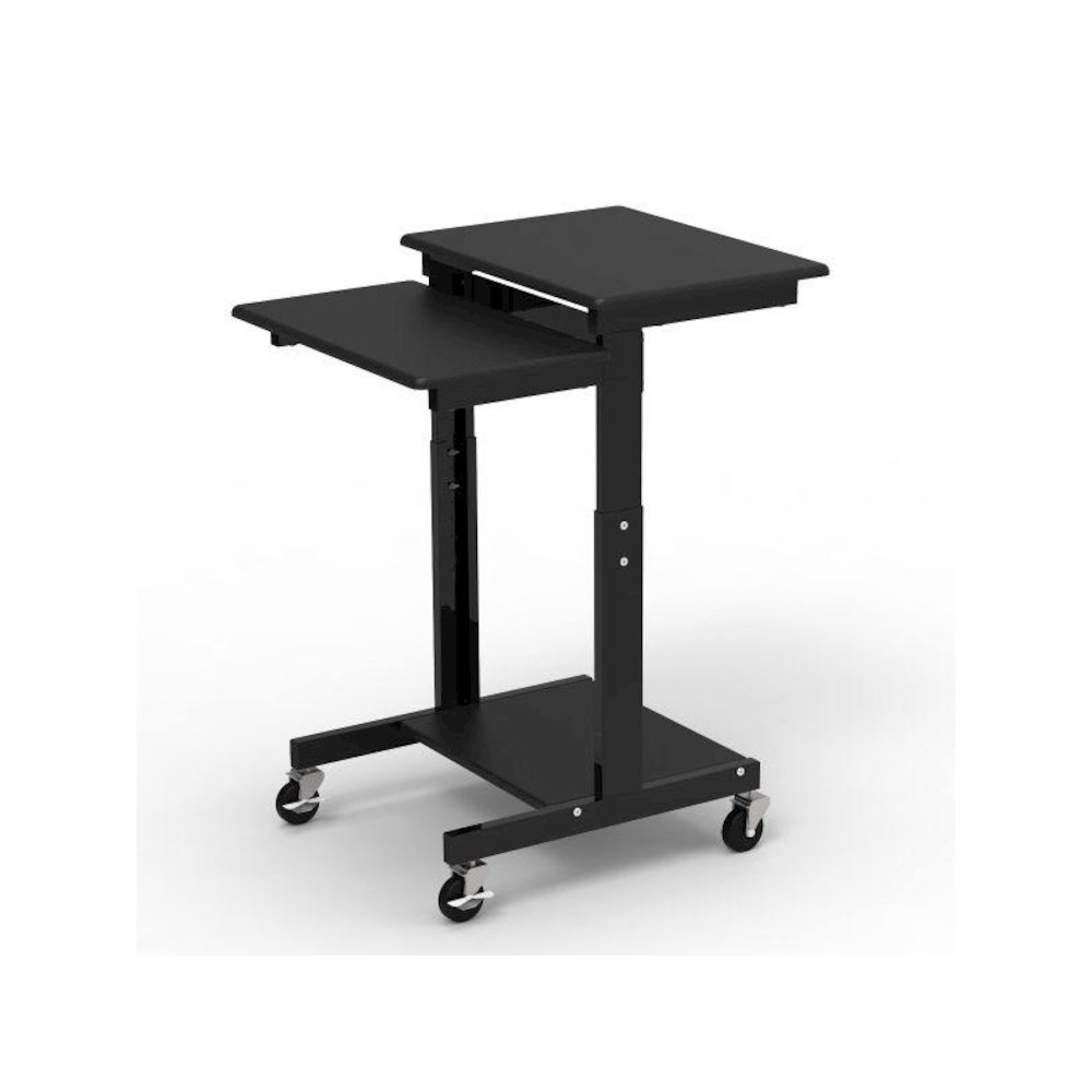 Gray 3 Shelf Adjustable Height Computer Workstation. Picture 1